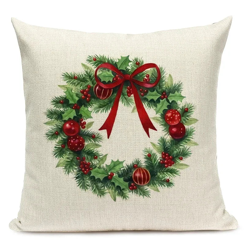 1pcs/SET Christmas Tree Pattern Linen Throw Pillow Case, Decorative Cushion Cover, Car, Home, Sofa Decor, Merry Christmas