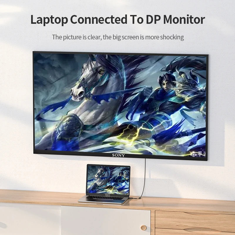 4K@60Hz HD to DisplayPort Unidirectional Adapter with USB Power Cord HDMI-compatible to DP Cable for PC Computer Game Monitor