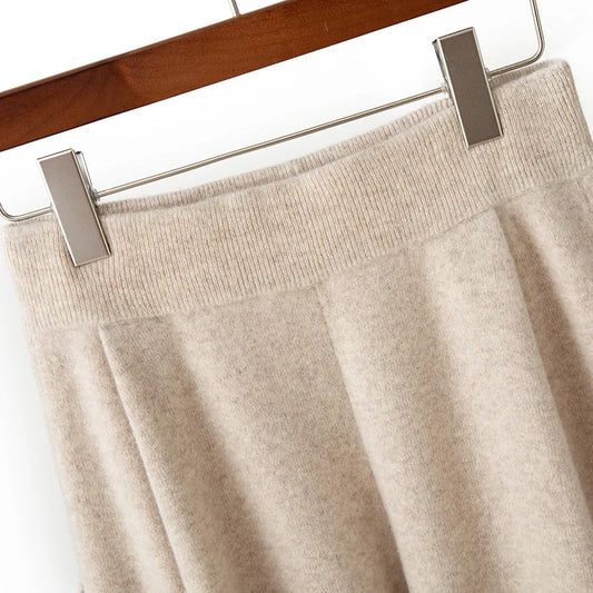 100% merino wool women's knitted trousers, popular, warm, creased, harem pants 2024 autumn and winter new style