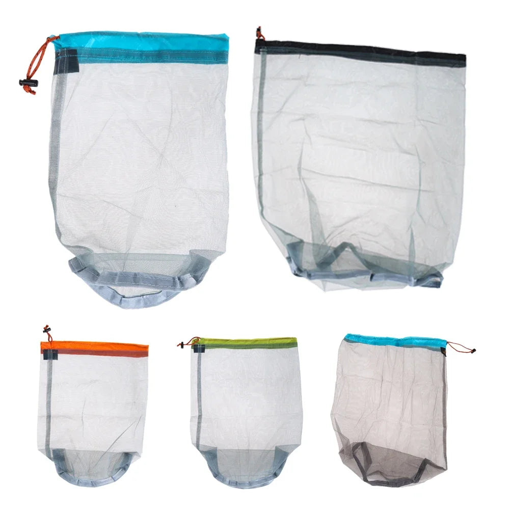 Outdoor Bag Ultralight Mesh Stuff Sack Camping Sports Drawstring Storage Bag Hiking Tools Climbing Drawstring Bolsa