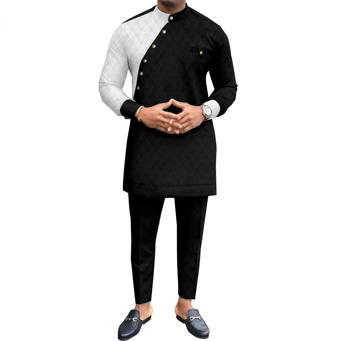 New Casual Fashion African Ethnic Solid Color Men's Casual Suit Jacket + Pants Ropa Hombre Roupas Maculinas 반바지 Men Clothing