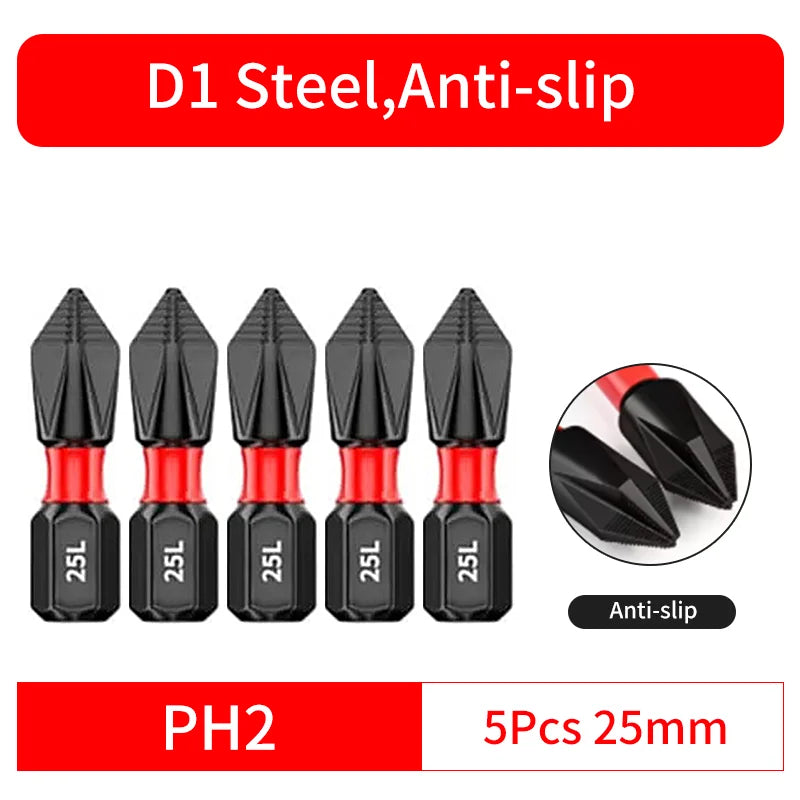 Anti-Slip and Shock-Proof Bits Screwdriver Bits,High Hardness Strong Magnetic 25/50/65/70/90/150mm PH2 Screwdriver Set
