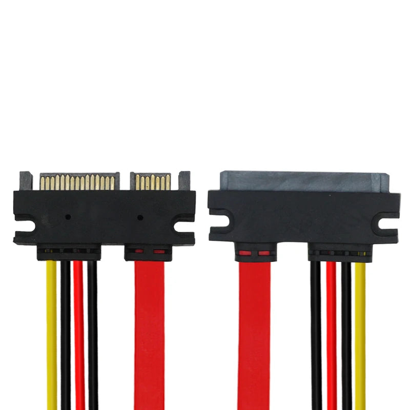 Red 0.3M 0.5M 7+15 22Pin SATA Extension Cable Male To Female 22 Pin Serial ATA Data Power Cord for 2.5 3.5 Inch HDD SSD