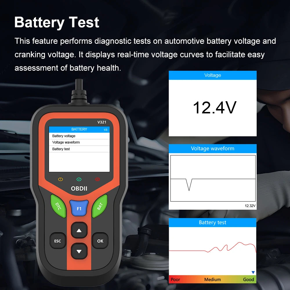 Automotive Scanner V321 OBD2 Scanner Check Engine Code Reader Test Data Stream Car Diagnostic Tools PK ELM327