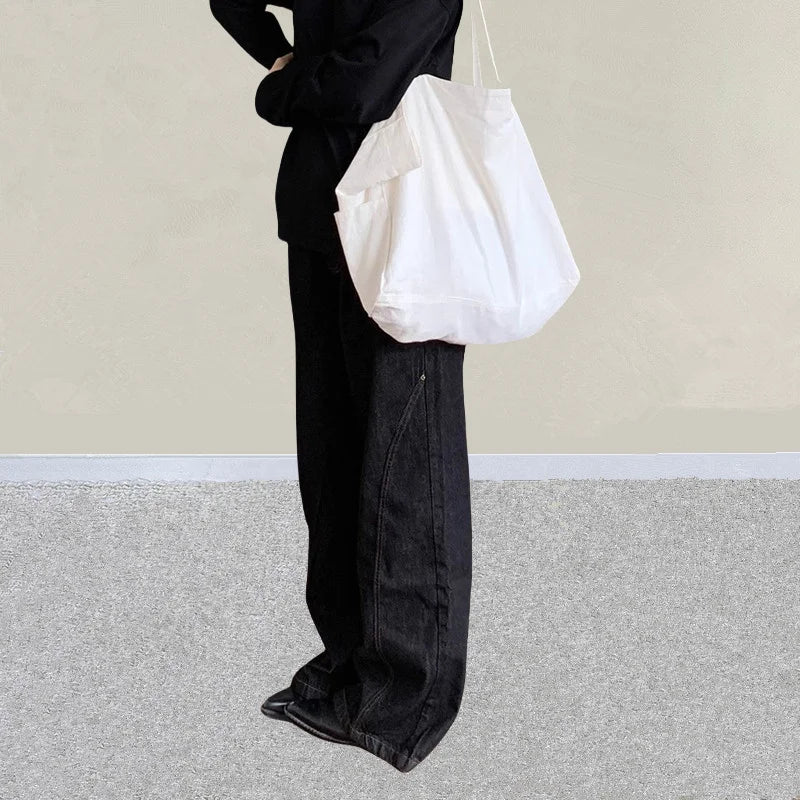 2025 Ropa Y2K Fashion Dark Blue Baggy Stacked Jeans Pants For Women Clothing Wide Leg Casual Lady Denim Trousers Pantalon Femme
