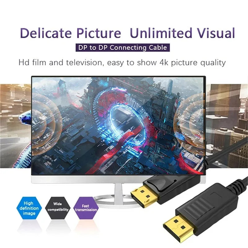 DP DisplayPort To HDMI Cable DisplayPort Male To Male HDMI Compatible Video Audio Cable For Computer Laptop TV Projector Monitor