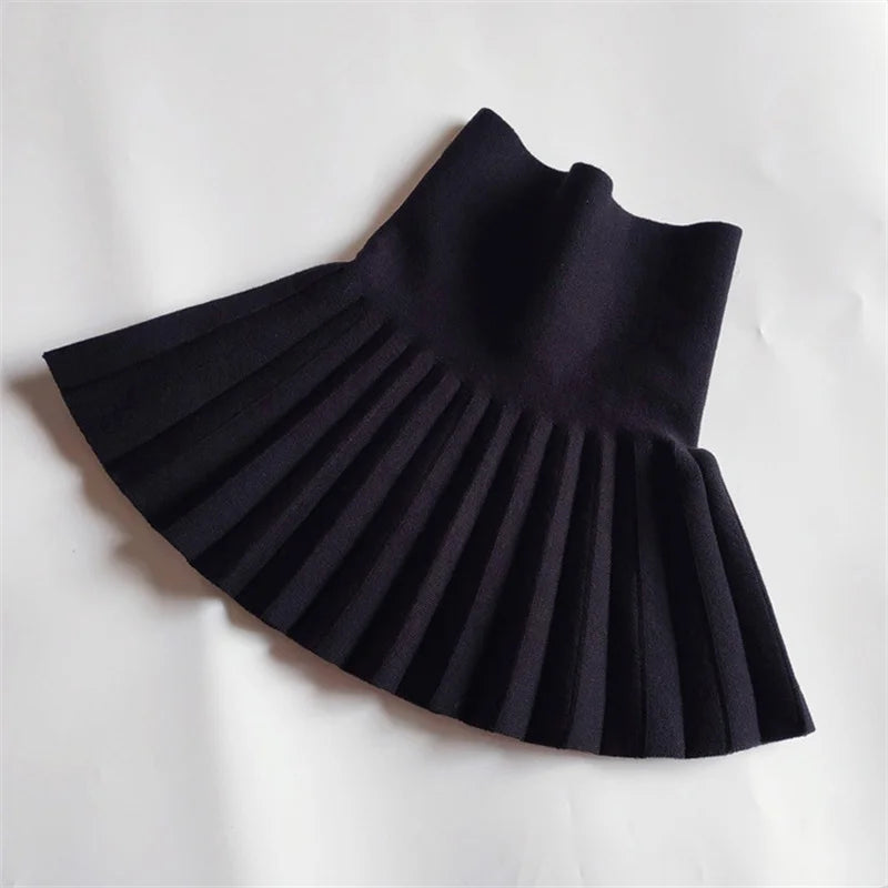 Children's Skirts2022 Autumn/Winter Girls' Skirts Children's Knitted Pleated Short Skirts High Waist Pleated Skirts Solid Color