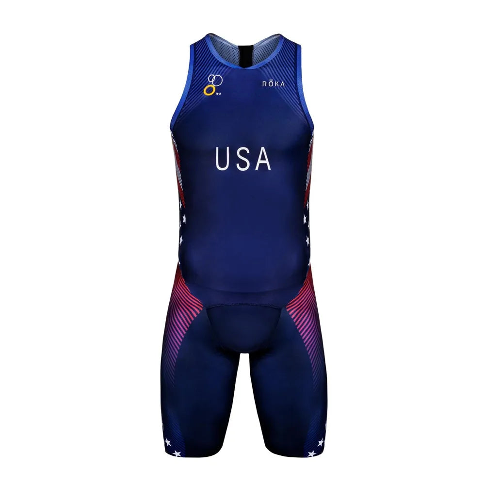 ROKA Triathlon Suit Men Short Sleeve Cycling Jersey Jumpsuit Triathlon Speedsuit Trisuit Ciclismo Hombre Ropa Running Clothing