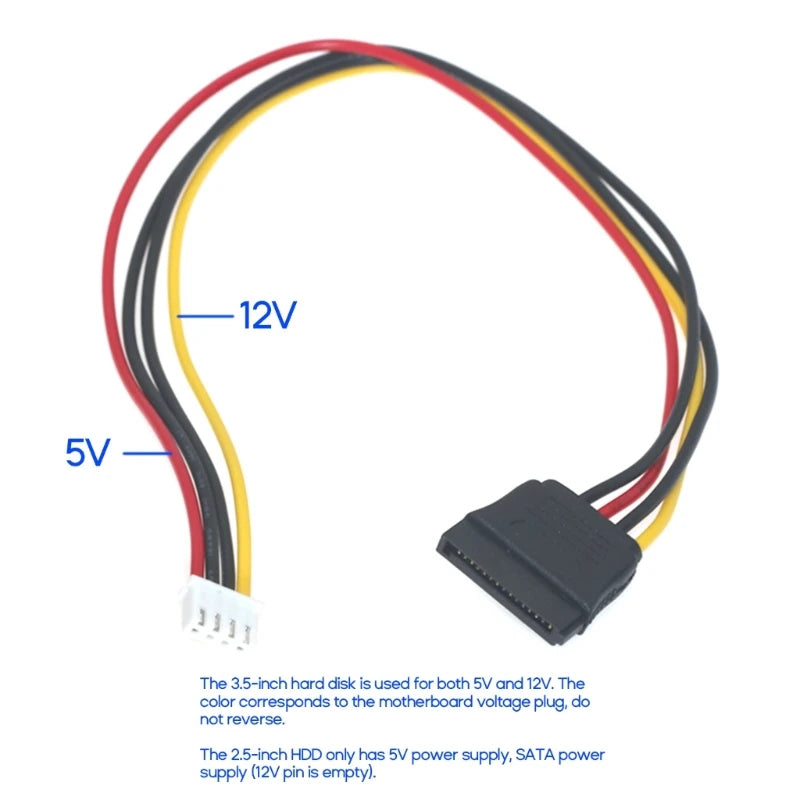 SATA15P to small 4P ITX power cord Computer Power Supply Wire Converter Cable for ITX PCs 20cm/7.87in Long