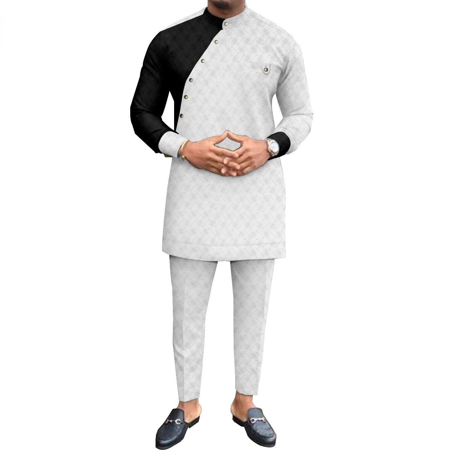 New Casual Fashion African Ethnic Solid Color Men's Casual Suit Jacket + Pants Ropa Hombre Roupas Maculinas 반바지 Men Clothing