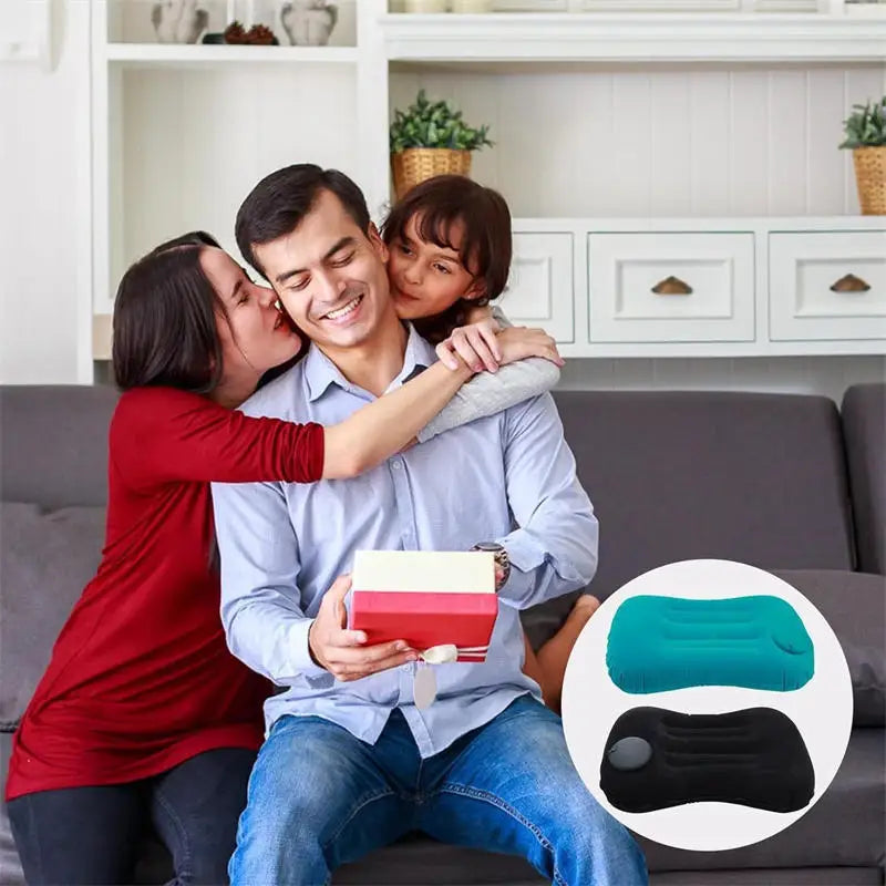 1pc Portable Neck Rest Press to Inflate Compact Air Pillow for Beach Office Home TravelCamping Pillow Inflatable Travel Pillow