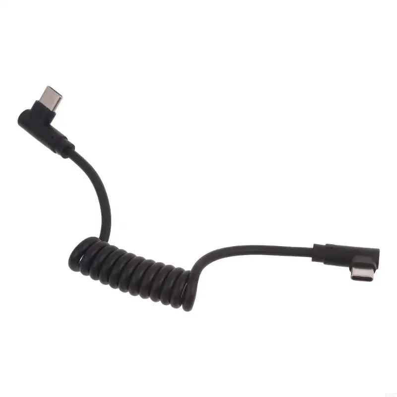 Fast Charging Type C to Type C Coiled Cable 90 Degree Right Angle Designs Cable 20-50cm Durable for Smartphones & More
