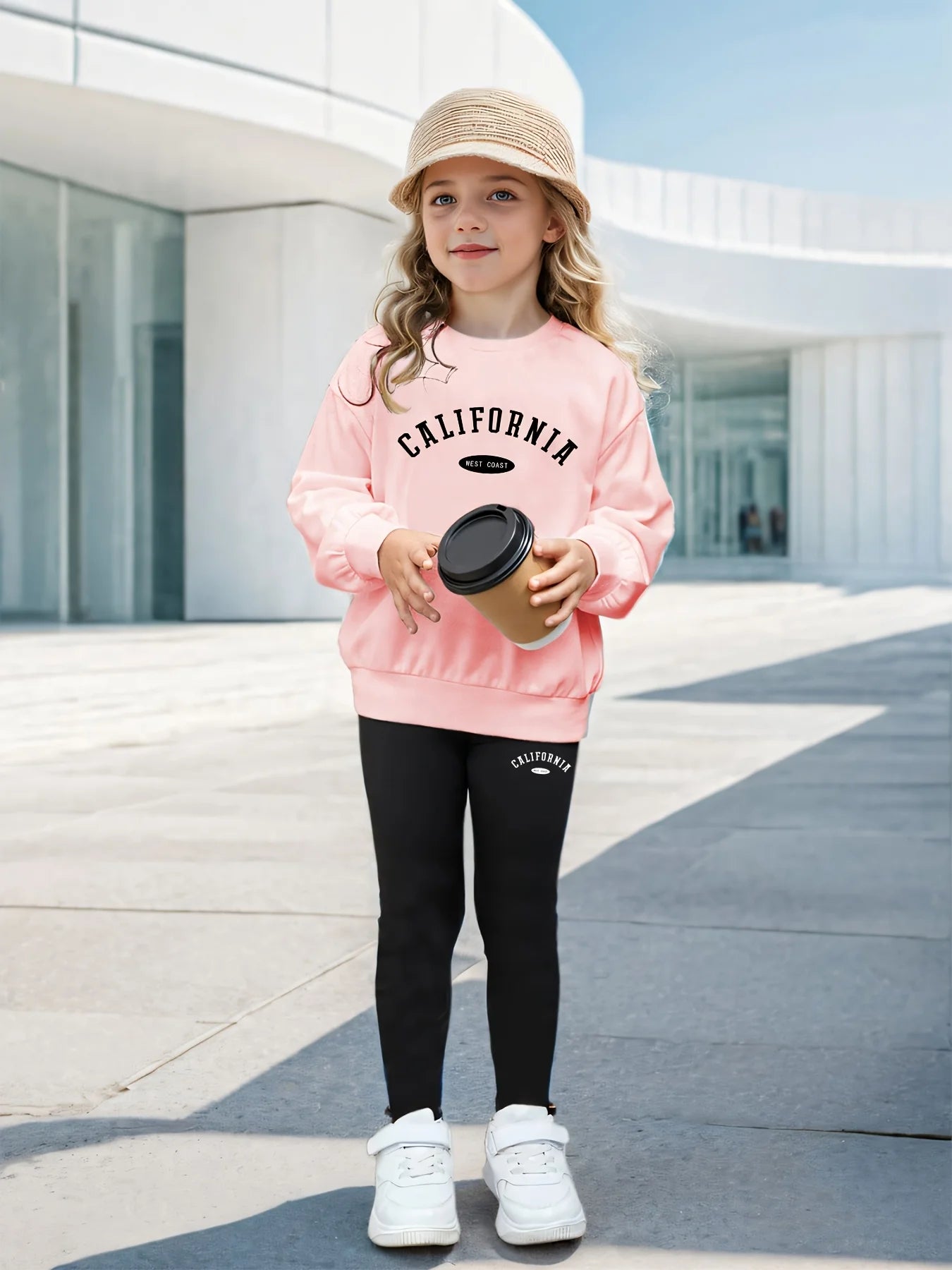 Children's Clothing Girls Spring and Autumn Suits Girls Retro Letter Printed Sweatshirts and Leggings Suits Girls Comfortable at Home and Versatile Clothes for Going Out