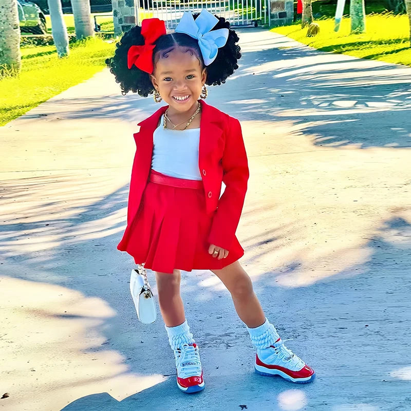Children's Clothing Long Sleeve Jacket & Miniskirt Suit For Girls Autumn 2Pcs Sets For Kids Clothes Girls From 2 to 8 Years Old