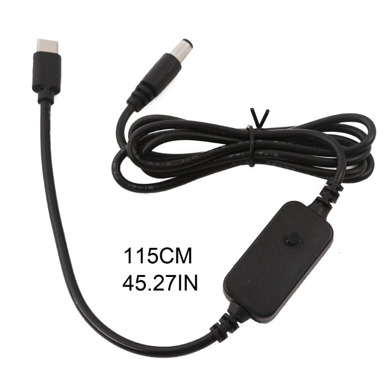 USB C to 5.5x2.1mm 5V 9V 12V 15V 20V Adjustable Voltages Cable for Router Laptop J60A