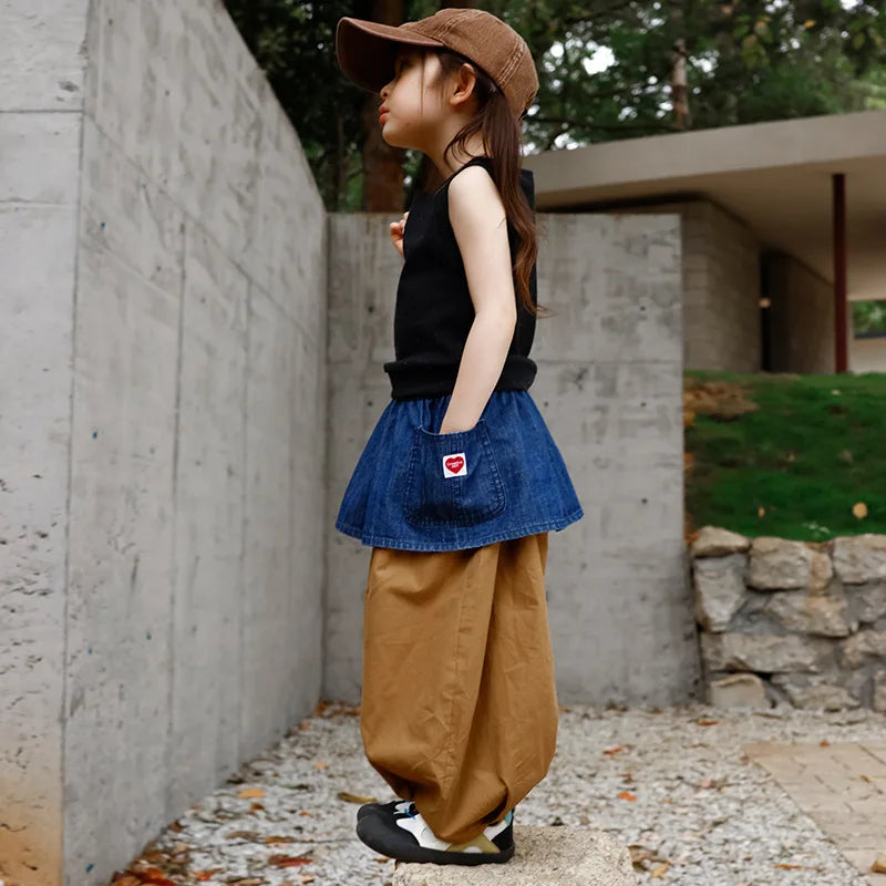 RomperDew Children's Suits Girls Sleeveless T-shirt Summer Children's Trousers Girls Vests Organic Cotton Baby Clothes T-Shirts