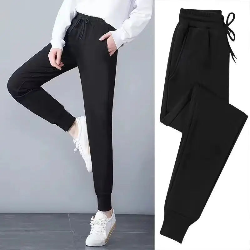 Woman Cropped Trousers Ice Silk Summer Sweat Home Sports Pants for Women Joggers Jogging Fashion Harem Sarouel Sweatpants Ripped