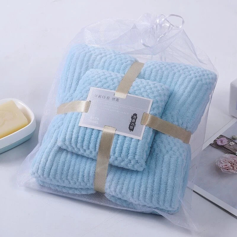 Two-piece High Density Coral Velvet Towel Bath Towel Mother Set Thickened Absorbent Soft Gift Home Towels Bathroom