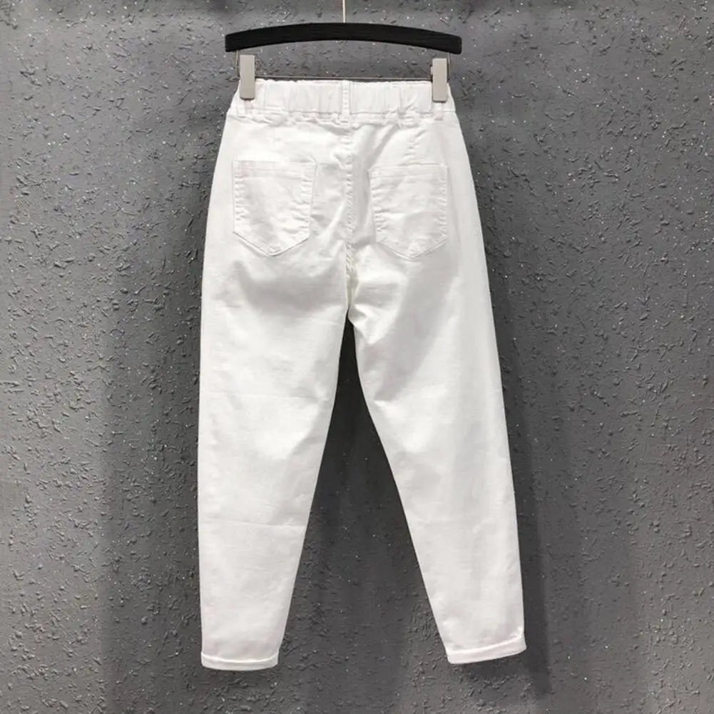 Women Fashion With Pockets Satin Cargo Pants Vintage High Waist Harem Fly Female Trousers Mujer