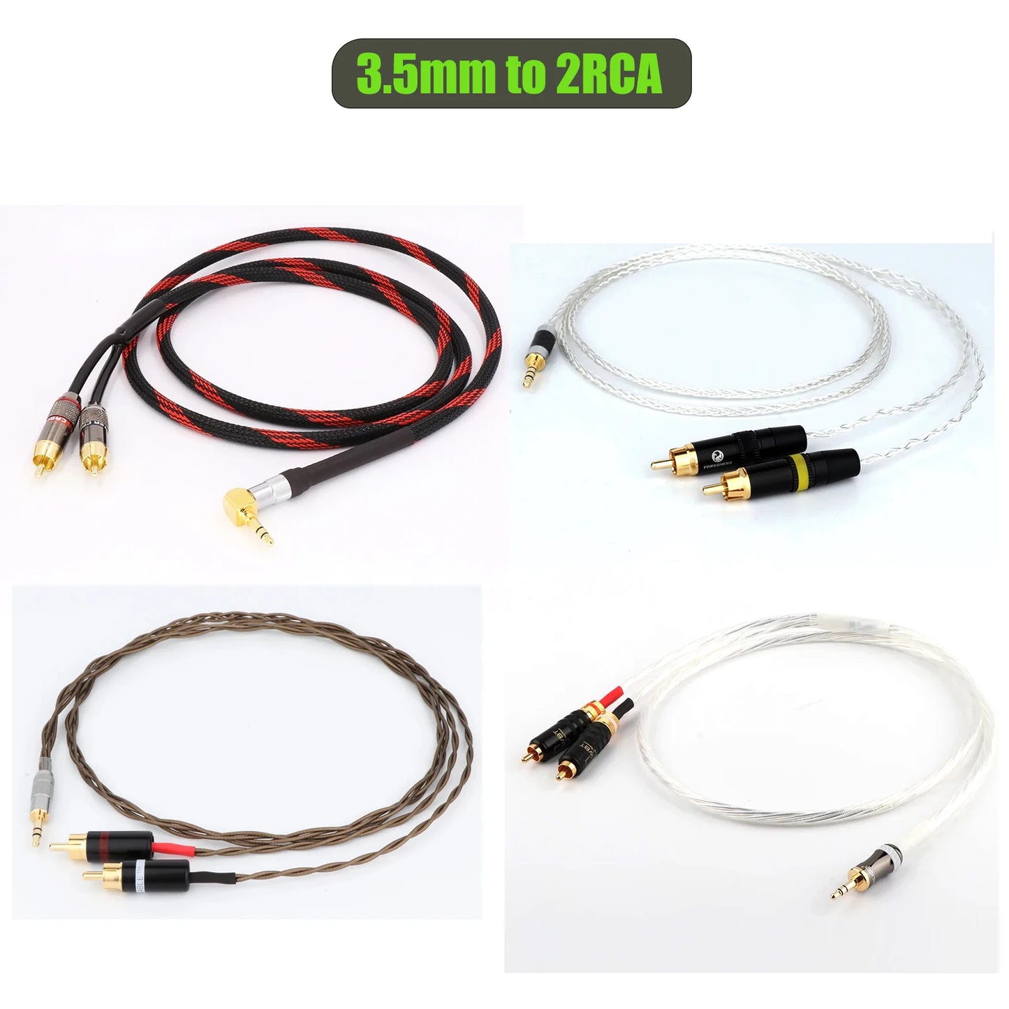 90degree 3.5mm jack to 2RCA audio cable HIFI stereo Audio Wire for amplifier, mobile phone, computer, desktop audio