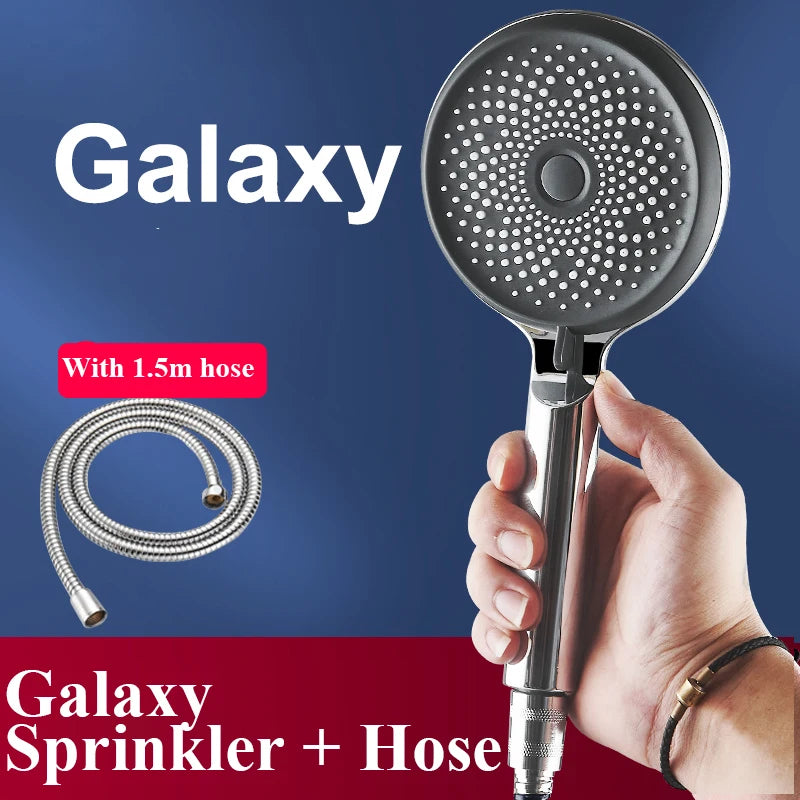 Shower Head 3 Mode Rainfall ABS Round High Pressure Turbo Spray Nozzle Adjustable Black Eco Shower Bathroom Accessories FR102