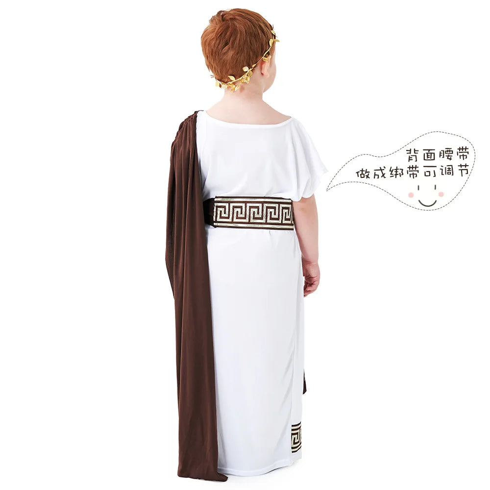 Children's clothing for boys Roman toga costume Children's festival Day Ancient Greek mythology cosplay costume party Dress up