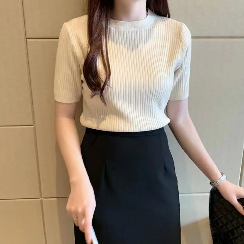 Blusas Mujer Blouses Top FemmeTops Women Blusas Mujer De Moda 2025 Verano Short Sleeve Knit Blouse Women Knitted Pullovers
