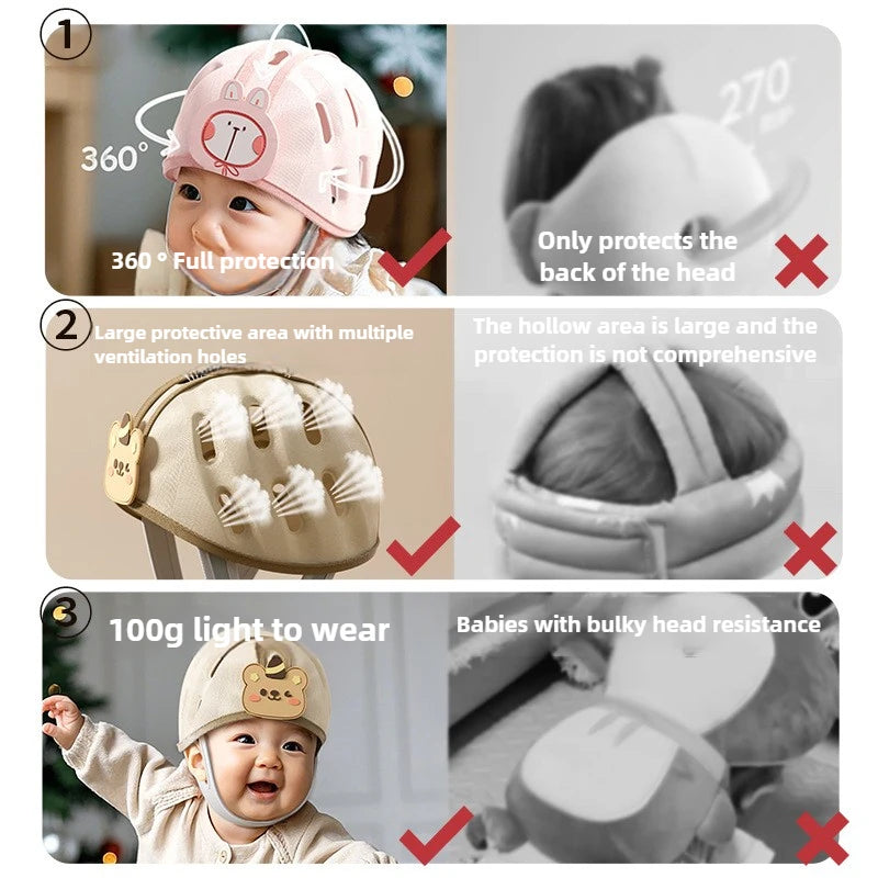 Baby Anti Fall Hat Infant Learn To Walk Head Protection Safety Hat Thickened Anti-collision Breathable Child Safety Protection