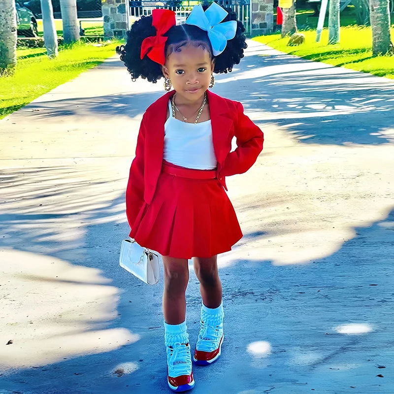 Children's Clothing Long Sleeve Jacket & Miniskirt Suit For Girls Autumn 2Pcs Sets For Kids Clothes Girls From 2 to 8 Years Old