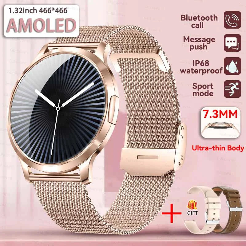 Women's Health Fashion Smart Watch 3D Curved HD Screen Heart rate Bluetooth call Sports Fitness Bracelet Light luxury SmartWatch