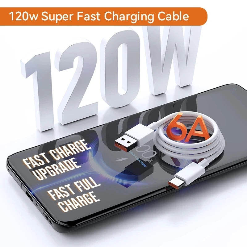 Original 120W USB Turbo Fast Charging Cable For Xiaomi mi 15 14 13 12 11 6A 67W Type C Cable Redmi Note 10 9 8 7 Pro K70 Poco X6