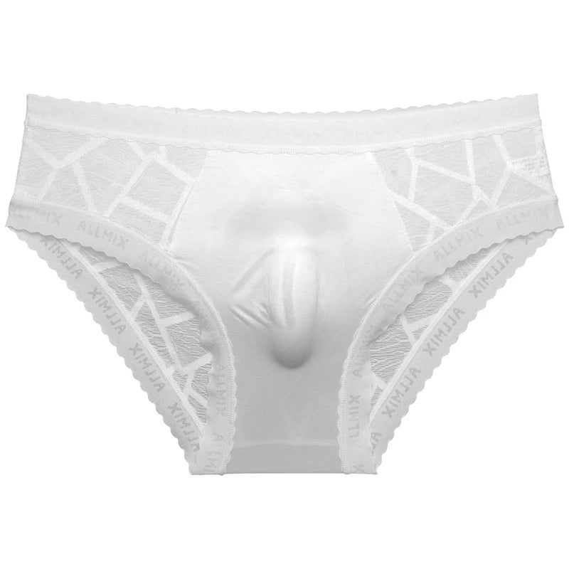 Ropa interior hombre 3D letter sissy gay calzoncillos hombres U convex sexy tоy mens sexy underwear ice silk lace thin calcinha