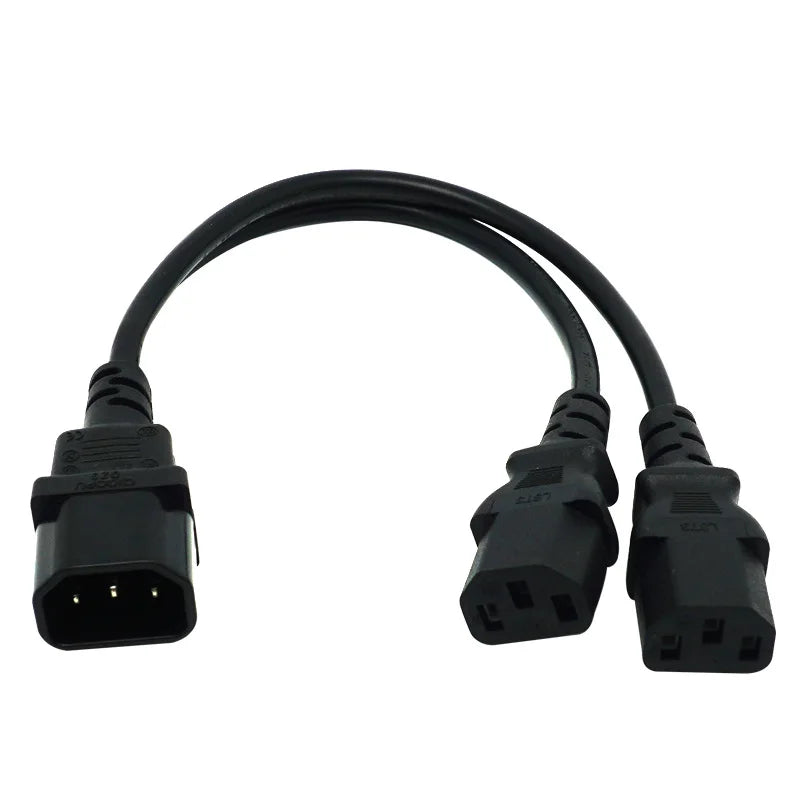 C14 to Dual C13 Cable One Drive Two Extend Power Cord Wire Computer PC Network PDU Server Monitor Power Bifurcation Line