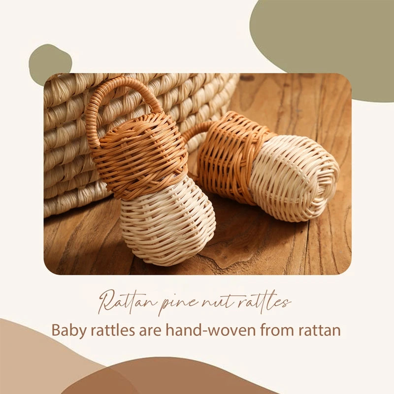 Baby Toys Rattan Pine Bell Wooden Rattan Toys Wooden Baby Rattle Rattan Toy Bell rattle Toy Baby pro Baby Comfort Products