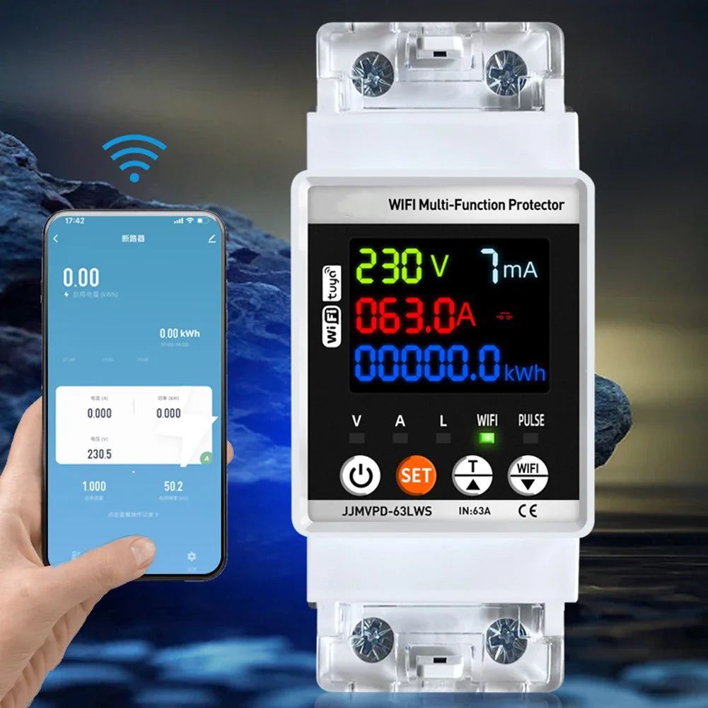 Tuya WiFi Automatic Reclosuring Protector Intelligent Circuit Breaker Single Phase Reclosing Switch Voltage Protective Device