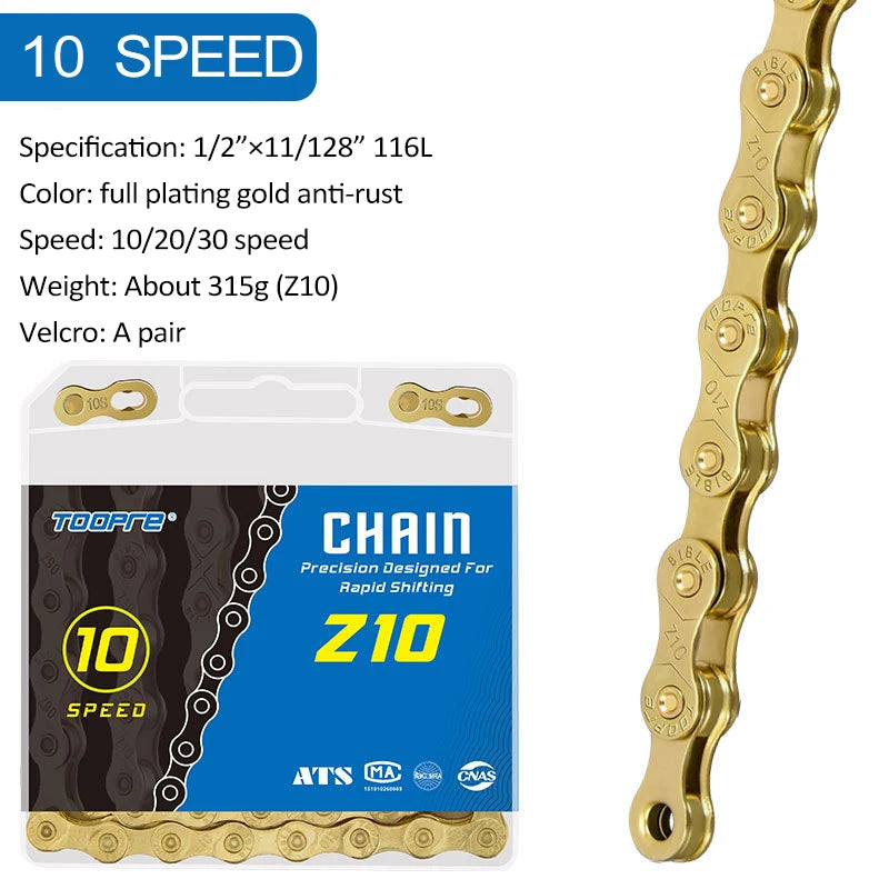 TOOPRE Bicycle Chains Gold 6 7 8 9 10 11 Speed MTB Road Bike Chain 116 Links anti-rust Chain Bikes Part