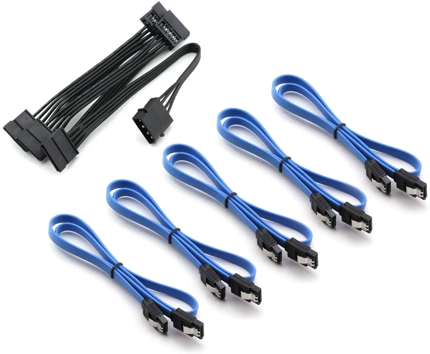 SATA 15-Pin Power Adapter Line Large IDE 4P Male to 5 SATA 15 Pin Female Power Extension Cable Splitter IDE to SATA Connector