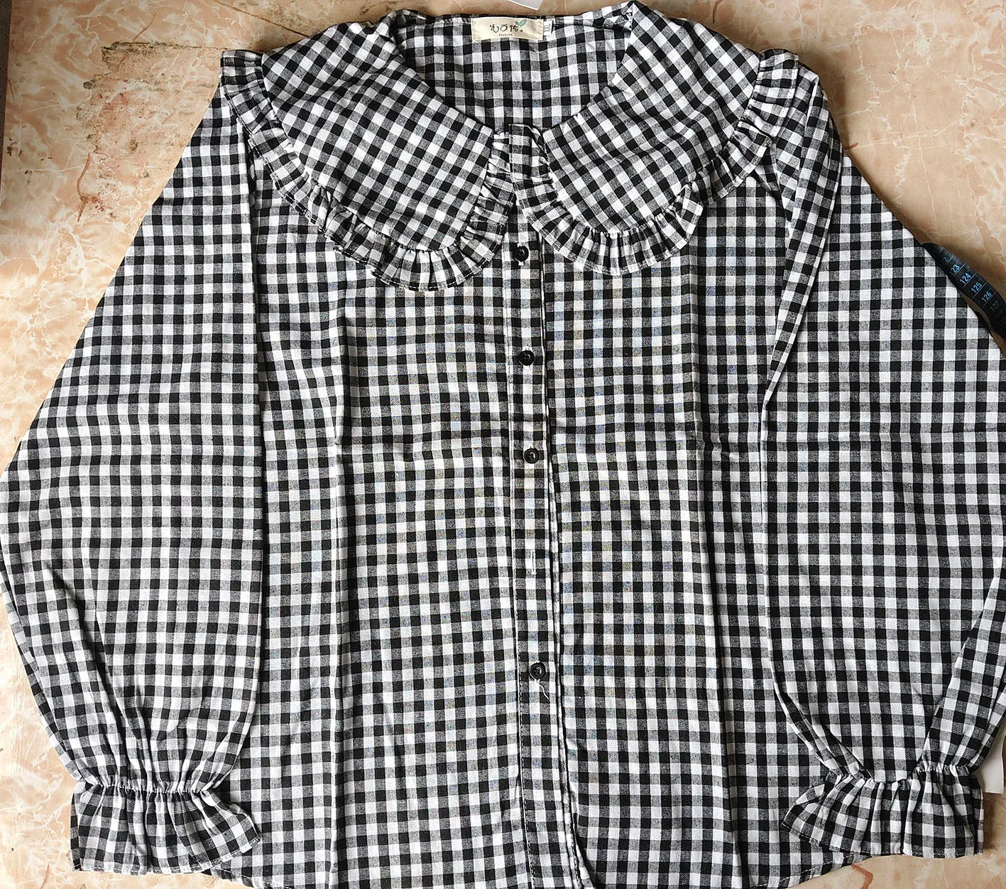 Women Blouse Spring Black White Plaid Long Sleeve Loose-Fitting Shirt Coat Top Blusas Ropa De Mujer