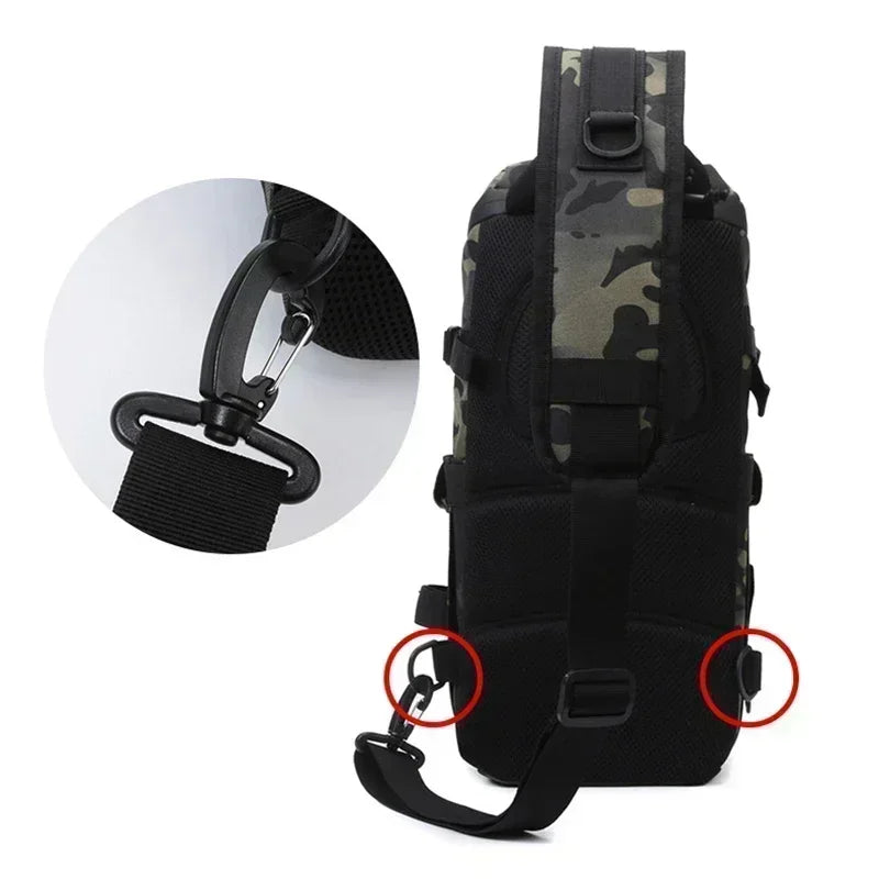 TINSOL Waterproof Fishing Shoulder Bag Outdoor Sports Cycling Crossbody Chest Single Backpack Travel Climbing Camping Tactical