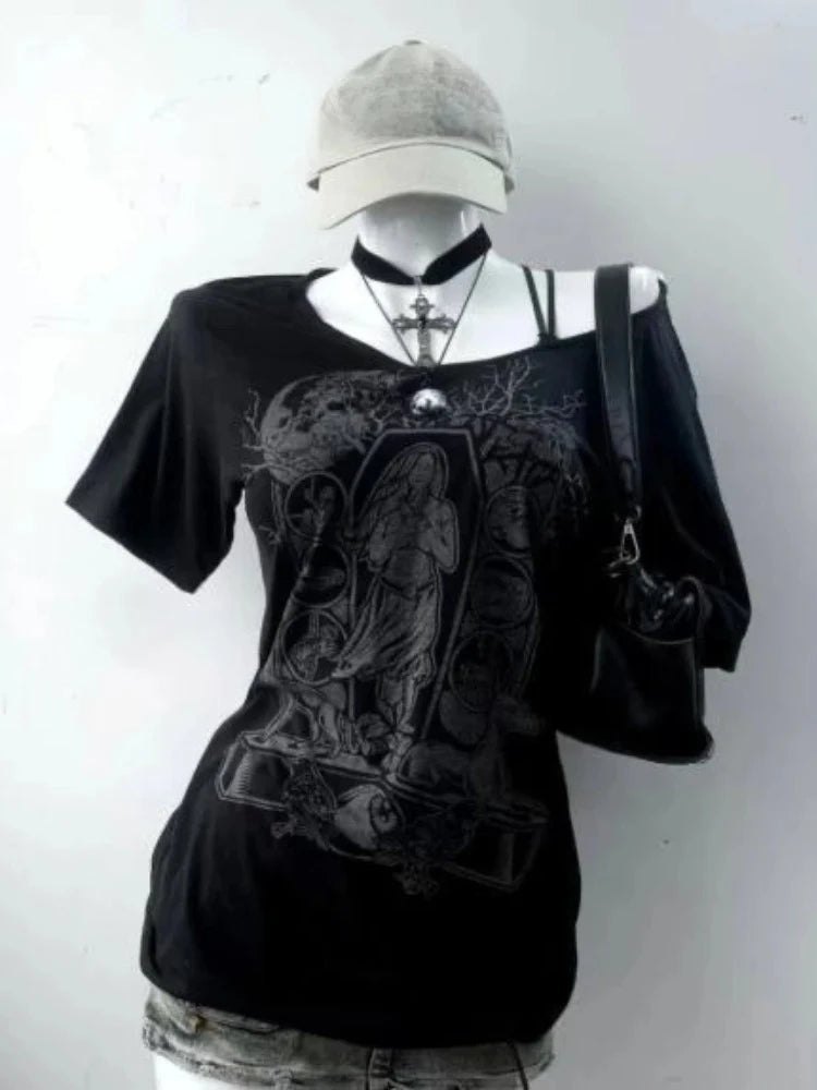 2025 Ropa Mujer Summer Tshirts for Women V-neck Short Sleeve Tunic Camisetas Pink Print Tees Crop Tops Casual Chic Y2k T-shirt