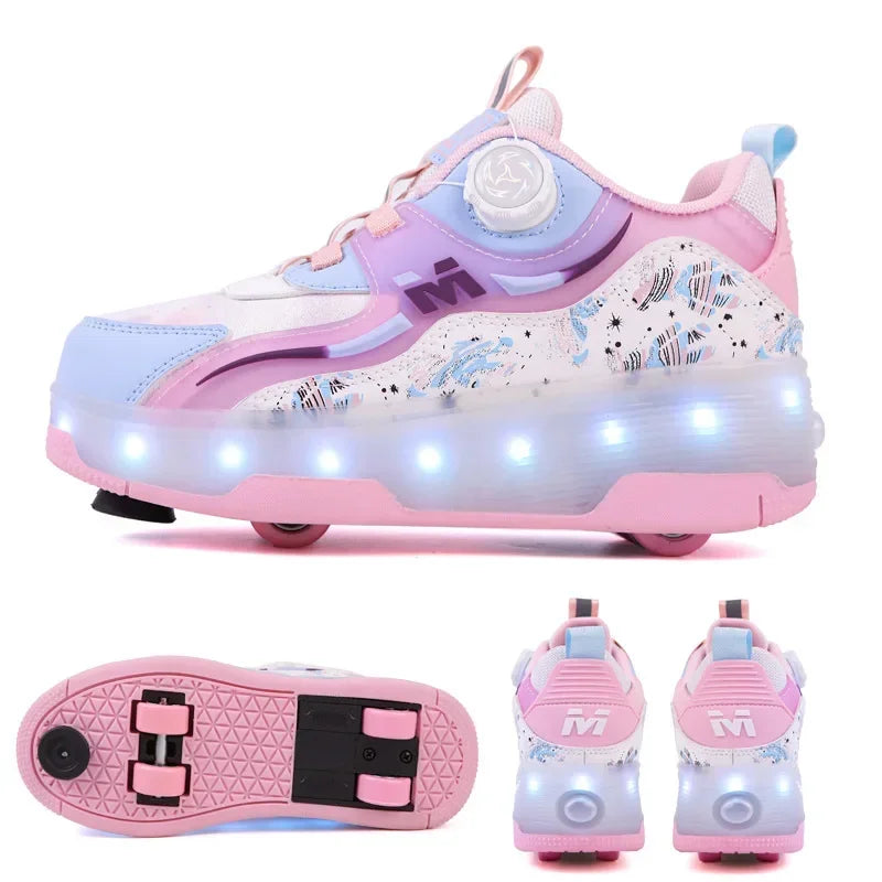 USB Charging LED Luminous Roller Shoes Night Smooth Outdoor Parkour Skates Sports Gift for Christmas