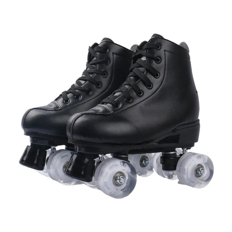 Roller Skates Shoes Quad wheels Skating Adult Unisex Double Row Roller Shoes Outdoor Sliding Sport Sneaker Leather Footwear Gift