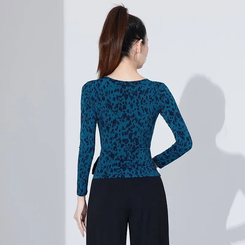 Top Female Adult Long Sleeve Latin Dance Dress Modern Dance Social Dress National Standard Practice Costume ropa mujer