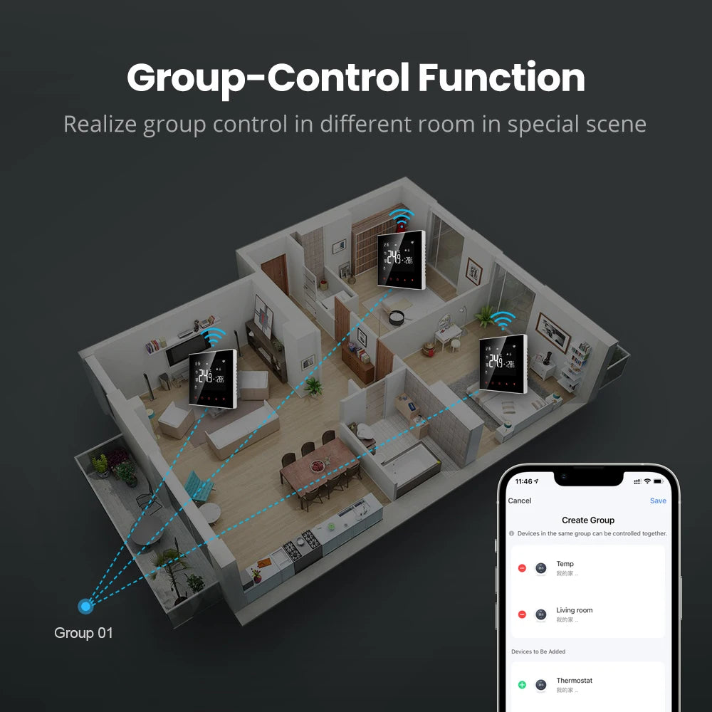 AVATTO Tuya WiFi/ZigBee Smart Thermostat,Electric Floor Heating Water/Gas Boiler Controller Works With Alexa,Google Home,Alice
