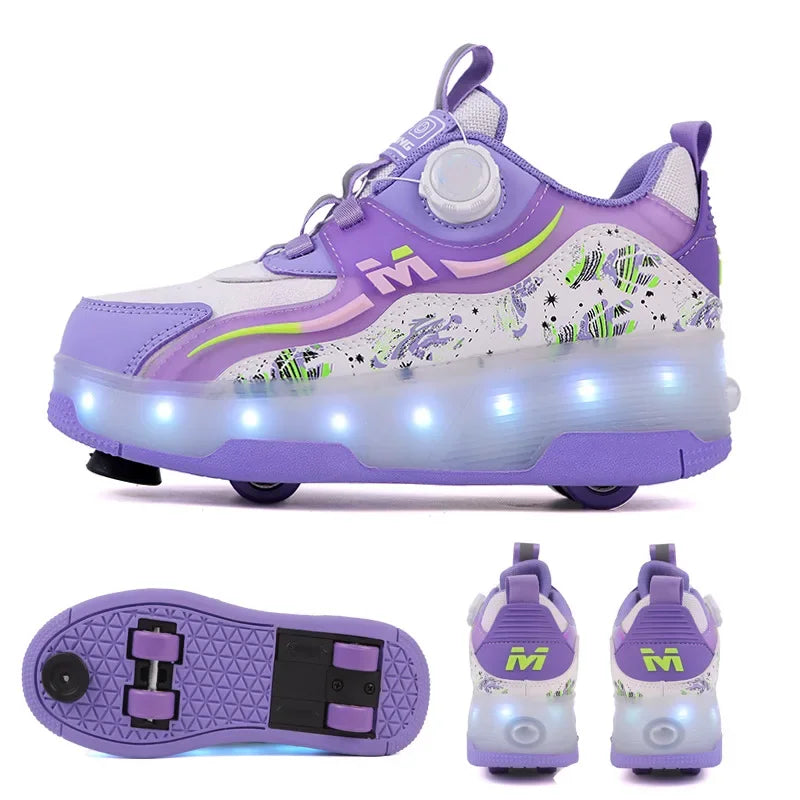 USB Charging LED Luminous Roller Shoes Night Smooth Outdoor Parkour Skates Sports Gift for Christmas