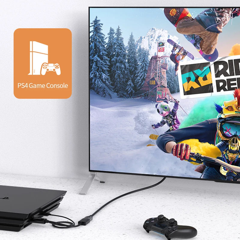 4K@60Hz HD to DisplayPort Unidirectional Adapter with USB Power Cord HDMI-compatible to DP Cable for PC Computer Game Monitor
