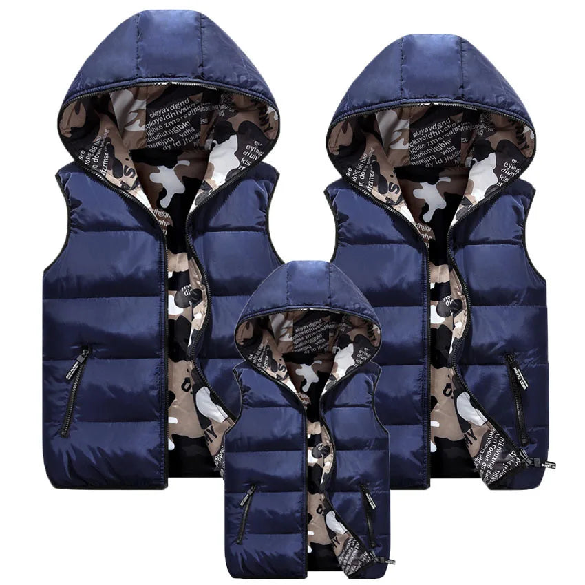 NEW Parent Child clothes Outfits Camouflage Child Waistcoat Cotton Girls Boys Vest Kids Jacket Children Outerwear For 100-185cm
