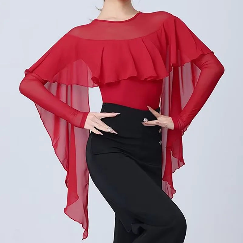 Sexy Latin Dance Tops Women Performance Ballroom Leotard Clothes Waltz Bodysuit Tango Blouse Practice Costumes body ropa mujer