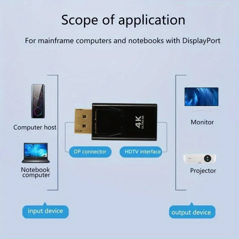 4K DP DisplayPort to HDMI-compatible Adapter Converter Display Port DP to HDMI-compatible HDTV Adapter Video Audio PC Laptop