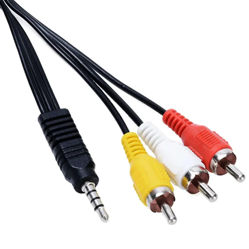 3.5mm Jack Plug Male To 3 RCA Adapter 3.5 To RCA Male Audio Video AV Cable Wire Cord High Quality